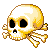Skull resting on bones